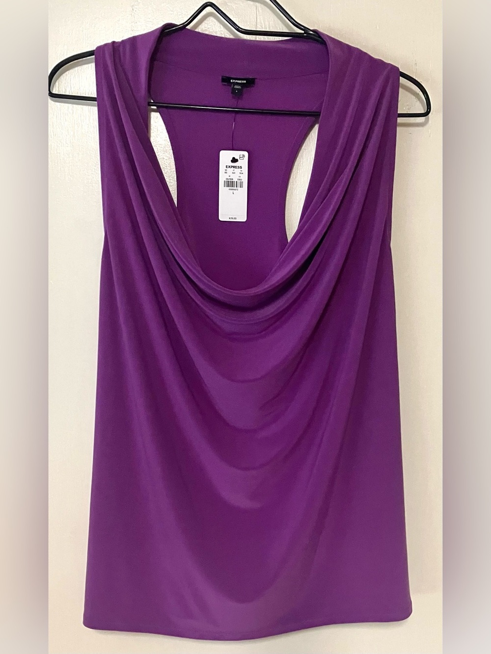 Express Vibrant Purple Cowl Neck Sleeveless Top: Large - Picture 2 of 5